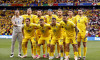 MUNICH - Back row (l-r) Romania goalkeeper Florin Nita, Radu Dragusin of Romania, Vasile Mogos of Romania, Andrei Raiu of Romania, Denis Dragus of Romania, Dennis Man of Romania, Andrei Burca of Romania. Front row (l-r) Ianis Hagi of Romania, Razvan Marin