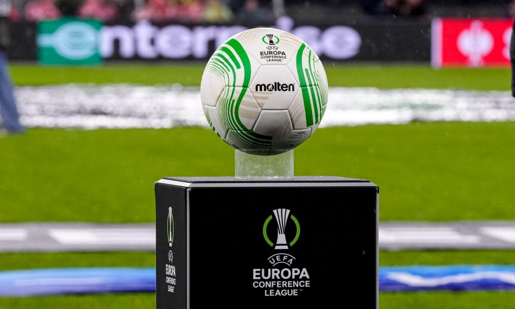 ALKMAAR, NETHERLANDS - NOVEMBER 3: Official UEFA Match Ball during the Group E - UEFA Europa Conference League match between AZ Alkmaar and SC Dnipro-1 at the AZ Stadion on November 3, 2022 in Alkmaar, Netherlands (Photo by Patrick Goosen/Orange Pictures)