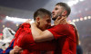 Leipzig, Germany. 2nd July, 2024. Ismail Yuksek of Turkey celebrates the 2-1 victory and passage to the quarter finals with team mate Arda Guler following the final whistle of the UEFA European Championships Round of 16 match at Leipzig Stadium, Leipzig.
