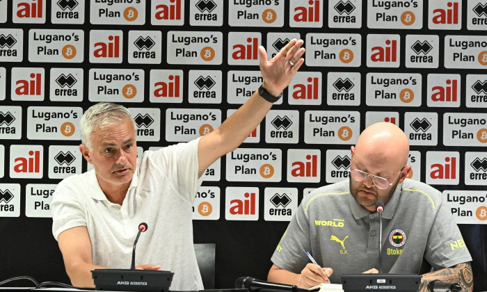 Fenerbahce Head coach Jose Mourinho speaks to press in Thun