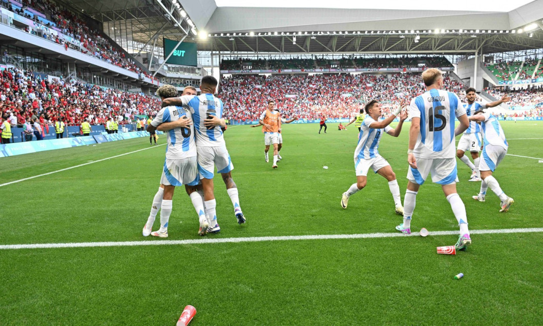 Joy of Critian Medina and the other players (Argentine), Mens football, Argentina vs Morocco , Men s preliminary round d