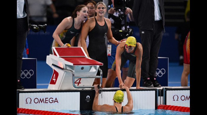 Mollie O'Callaghan, Shayna Jack, Emma McKeon şi Meg Harris / Foto: Profimedia