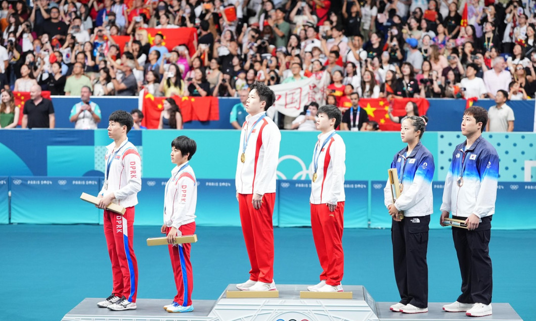 2024 Paris Olympics table tennis mixed doubles finalďĽšWang Chuqin, Sun Yingsha 4-2 Ri Jong-sik, Kim Kum-yong