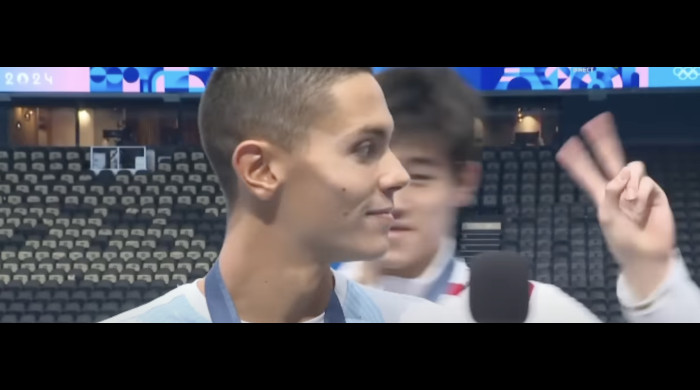 Pan Zhanle și David Popovici / Foto: Captură Youtube@tvr