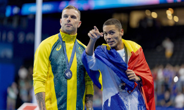 Paris, Frankreich 31.07.2024: Finals Schwimmen Tag 5, Kyle Chalmers, AUS, David Popovici, ROU ( Paris, Frankreich 31.07.