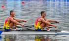 Paris, France. 27th July, 2024. PARIS, FRANCE - JULY 27: Andrei Sebastian Cornea of Romania and Marian Florian Enache of Romania competing in the Men's Double Sculls Heat during Day 1 of Rowing - Olympic Games Paris 2024 at Vaires-Sur-Marne Nautical Stadi