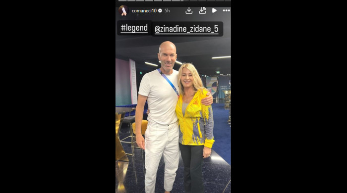 Nadia Comăneci alături de Zinedine Zidane / Foto: Instagram @comaneci10
