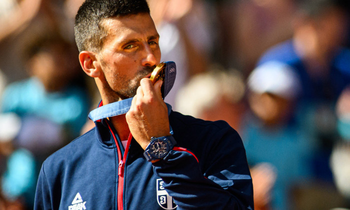 PARIS, FRANCE - 4 AUGUST, 2024: DJOKOVIC Novak Champion, Men s Singles Gold Medal Match, Olympic Games, Olympische Spiel