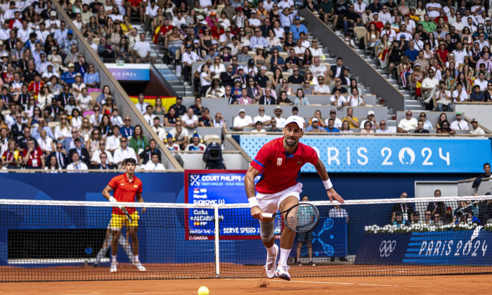 Novak Djokovic of Serbia during the mens singles tennis final between Novak Djokovic of Serbia and Carlos Alcaraz of Spa