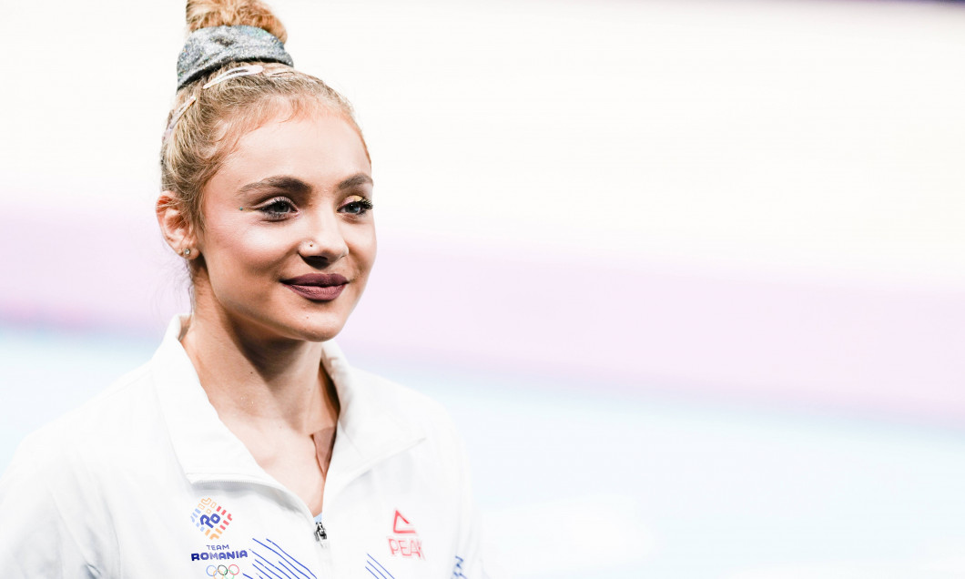 PARIS, FRANCE - AUGUST 4: Sabrina Maneca-Voinea of Romania during the Women s Balance Beam Final on day ten of the Olymp