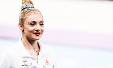 PARIS, FRANCE - AUGUST 4: Sabrina Maneca-Voinea of Romania during the Women s Balance Beam Final on day ten of the Olymp