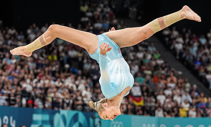 Sabrina Maneca-Voinea of Romania, Artistic Gymnastics, Women&#039;s Balance Beam Final during the Olympic Games Paris 2024 on 5 August 2024 at Bercy Arena in Paris, France