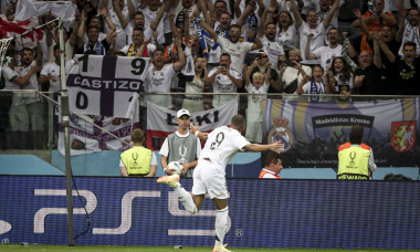 Joie des joueurs de Real Madrid apres le but de 9 KYLIAN MBAPPE (RM) FOOTBALL: Real Madrid CF vs Atalanta BC at Stadion