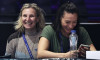 Former Roumanian gymnast Daniela Silivas, USA (right: Catalina Ponor, ROU), during podiumtraining at 2023 world champion