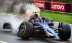 02 SARGEANT Logan (usa), Williams Racing FW46, with his car on fire after his crash in FP3 during the Formula 1 Heineken