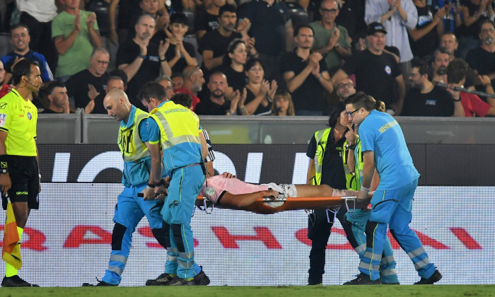 Ionut Nedelcearu (Palermo) injury during AC Pisa vs Palermo FC, Italian soccer Serie B match in Pisa, Italy, August 24 2