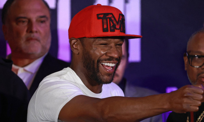 Ceremonial weigh-in ahead of Floyd Mayweather v John Gotti III in Mexico