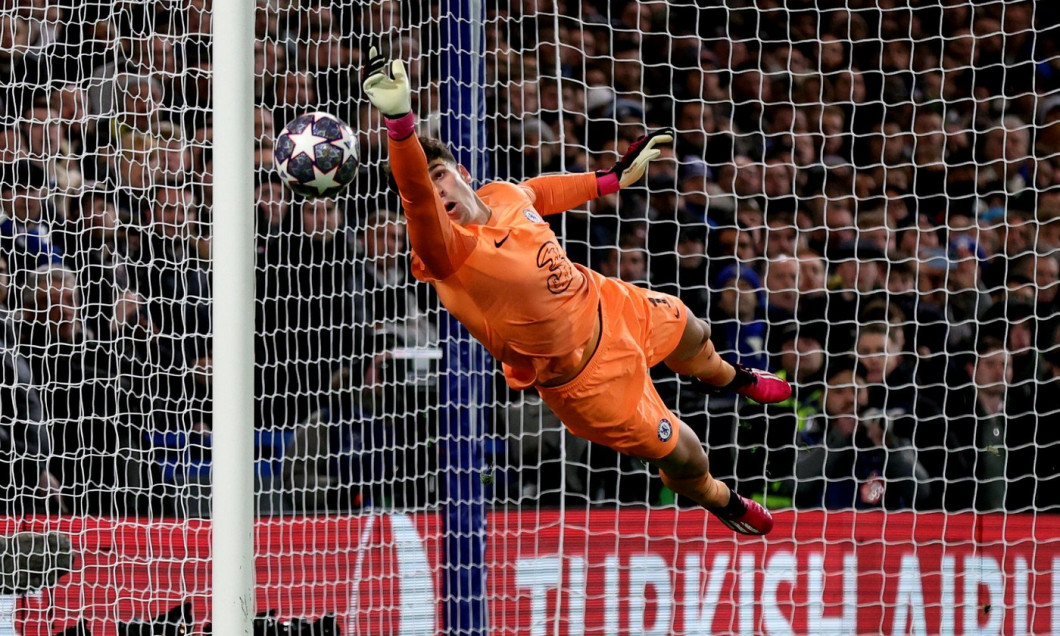 London, England, 7th March 2023. Kepa Arrizabalaga of Chelsea keeps put a free kick during the UEFA Champions League match at Stamford Bridge, London. Picture credit should read: David Klein / Sportimage