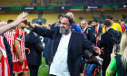 Olympiacos F.C. v ACF Fiorentina UEFA Europa Conference League Vangelis Marinakis chairman of Olympiacos F.C. celebrates