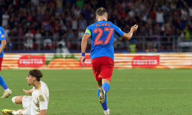 Bucharest, Romania. 13th Aug, 2024: Darius Olaru (C) celebrates after score against Sparta during the UEFA Champions League, third qualifying round 2nd leg football match between FCSB and AC Sparta Praha, at Steaua Stadium, in Bucharest. Credit: Lucian Al