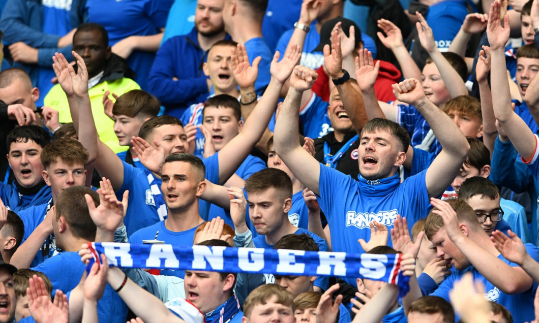 Glasgow, Scotland, 25th May 2024. Rangers fans during the Scottish Cup match at Hampden Park, Glasgow. Picture credit sh