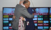 Bucharest, Romania. 21st Aug, 2024: Dan Sucu (L), the financier of FC Rapid, greets Marius Sumudica (R), the new coach of the Fotbal Club Rapid Bucharest, during a press conference, at Superbet Arena-Giulesti, in Bucharest. Credit: Lucian Alecu/Alamy Live