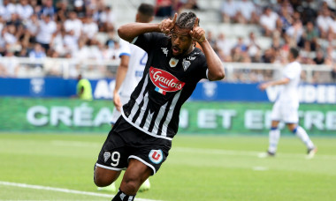 Auxerre, France - 14/08/2022, Lois Diony of Angers celebrates his goal during the French championship Ligue 1 football match between AJ Auxerre (AJA) and Angers SCO on August 14, 2022 at Stade Abbe Deschamps in Auxerre, France - Photo Jean Catuffe / DPPI