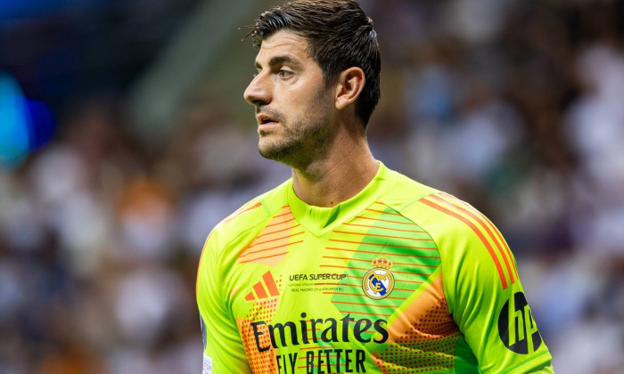 Real Madrid Vs Atalanta BC during the UEFA Super Cup 2024 final match in Warsaw, Poland Thibaut Courtois of Real seen du