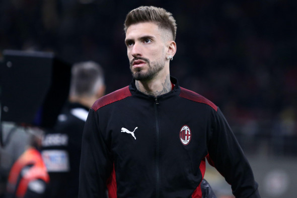 Samu Castillejo of Ac Milan during warm up before the Serie A match between Ac Milan and Bologna Fc at Stadio Giuseppe Meazza on April,4 2022 in Milan, Italy.