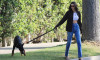 *EXCLUSIVE* Kendall Jenner takes her Doberman Pinscher out for a walk in Beverly Hills