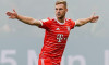 05 August 2022, Hessen, Frankfurt/Main: Soccer: Bundesliga, Eintracht Frankfurt - Bayern Munich, Matchday 1, Deutsche Bank Park. Munich's goal scorer Joshua Kimmich celebrates the goal for 0:1. Photo: Uwe Anspach/dpa - IMPORTANT NOTE: In accordance with t