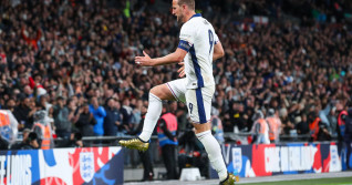 Harry Kane of England celebrates his goal to make it 1-0 during the UEFA Nations League - League B - Group 2 England v Finland at Wembley Stadium, London, United Kingdom, 10th September 2024(Photo by Gareth Evans/News Images)