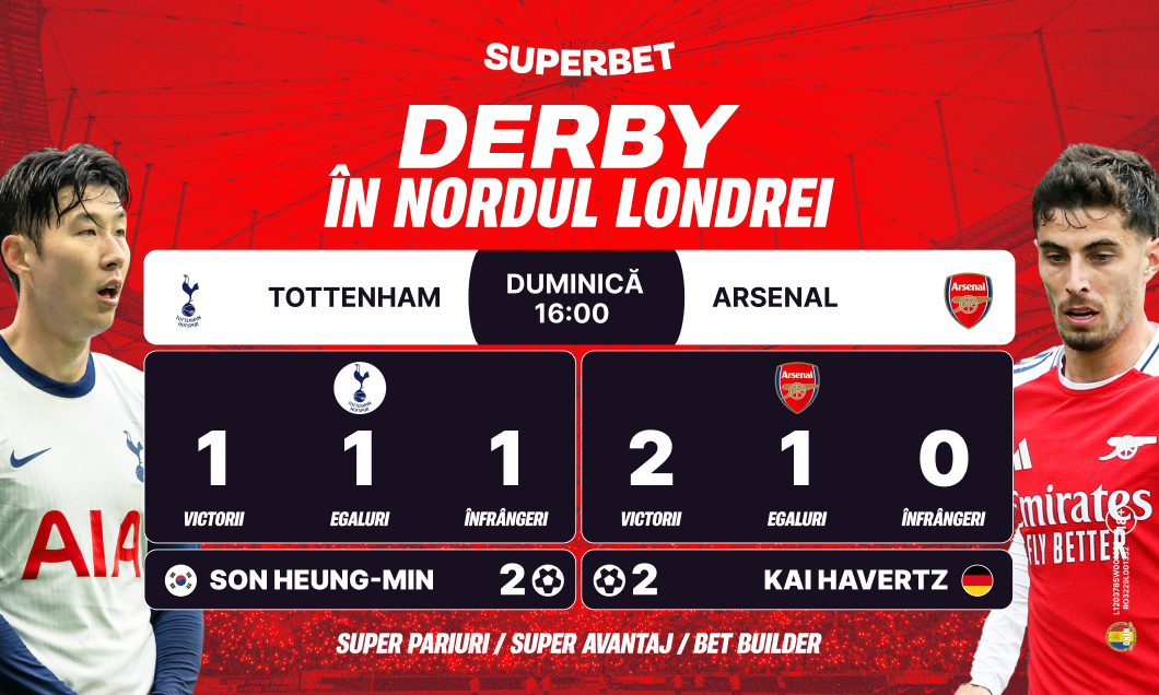 (P) Trăieşte emoţia din Tottenham – Arsenal! Super Oferta pentru derby-ul nordului Londrei