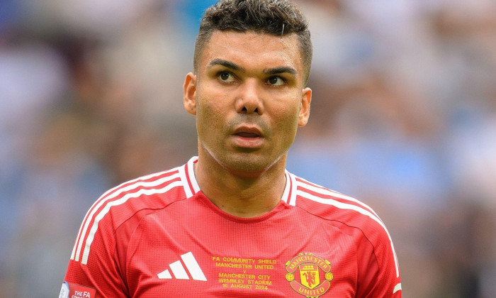 London, UK. 10th Aug, 2024 - Manchester City v Manchester United - Community Shield - Wembley Stadium. Manchester United's Casemiro in action. Picture Credit: Mark Pain / Alamy