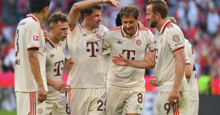 Munich, Deutschland. 01st Sep, 2024. final jubilation from left: Minjae KIM (FC Bayern Munich), Joshua KIMMICH (FC Bayern Munich), Thomas MUELLER (M?LLER, FC Bayern Munich), Leon GORETZKA (FC Bayern Munich), Harry KANE (FC Bayern Munich), jubilation, joy,