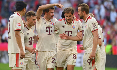 Munich, Deutschland. 01st Sep, 2024. final jubilation from left: Minjae KIM (FC Bayern Munich), Joshua KIMMICH (FC Bayern Munich), Thomas MUELLER (M?LLER, FC Bayern Munich), Leon GORETZKA (FC Bayern Munich), Harry KANE (FC Bayern Munich), jubilation, joy,