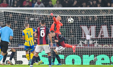 Bologna s Lukasz Skorupski saves the ball during Bologna FC vs FC Shakhtar Donetsk, UEFA Champions League football match