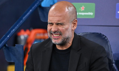 Pep Guardiola manager of Manchester City reacts while on the bench ahead of the UEFA Champions League league stage match Manchester City vs Inter Milan at Etihad Stadium, Manchester, United Kingdom, 18th September 2024(Photo by Cody Froggatt/News Images