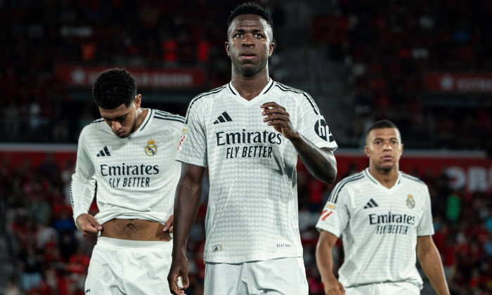 RCD Mallorca v Real Madrid - LaLiga EA Sports MALLORCA, SPAIN, AUGUST 18: Vinicius Junior of Real Madrid CF, Jude Bellin