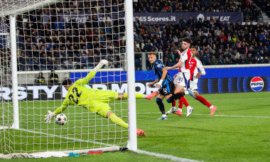 David Raya (Arsenal FC ), 1Ă‚Â° UEFA Champions League AtalantaBC vs ArsenalFC 2024-25 game at Gewiss Stadium in Bergamo