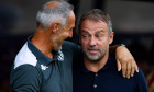 Barcelona, Spain. 12th Aug, 2024. Adi Hutter coach (AS Monaco) and Hans Flick coach (FC Barcelona) are pictured during Joan Gamper Trophy football match between FC Barcelona and AS Monaco, at Lluis Companys Stadium in Barcelona, Spain, on August 12, 2024.