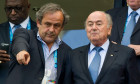 ARCHIVE PHOTO; Acquittal for Sepp Blatter and Michael Platini in the trial for dubious payment of millions. UEFA President Michel PLATINI, left, and FIFA President Joseph Sepp BLATTER in the stands, Germany (GER) - Portugal (POR) 4:0, preliminary round gr