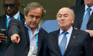 ARCHIVE PHOTO; Acquittal for Sepp Blatter and Michael Platini in the trial for dubious payment of millions. UEFA President Michel PLATINI, left, and FIFA President Joseph Sepp BLATTER in the stands, Germany (GER) - Portugal (POR) 4:0, preliminary round gr