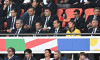 Aleksander Ceferin, Razvan Burleanu, Luis Figo si Ionut Lupescu in tribuna la meciul dintre Romania si Olanda, din cadru