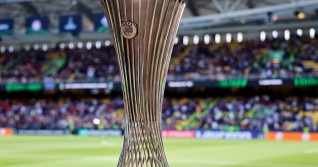 Athens, Greece. 29th May, 2024. The Conference League trophy is seen during the 2023/2024 Conference League Final football match between Olympiacos FC and ACF Fiorentina at AEK Arena stadium in Athens (Greece), May 29th, 2024. Credit: Insidefoto di andrea