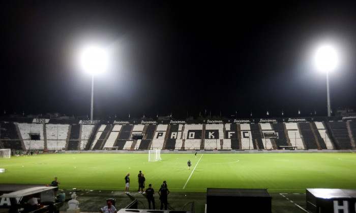 Shamrock Rovers press conference, PK, Pressekonferenz Toumba Stadium, Thessaloniki, Greece 21/8/2024 A view of Toumba St