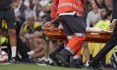 Dani Carvajal (Real Madrid CF) lies injured on the pitch during the LaLiga match between Real Madrid and Villarreal CF a