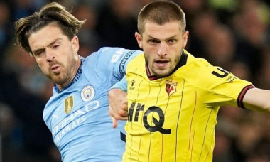 Manchester, UK. 24th Sep, 2024. Giorgi Chakvetadze of Watford holds off Jack Grealish of Manchester City during the Carabao Cup match at the Etihad Stadium, Manchester. Picture credit should read: Andrew Yates/Sportimage Credit: Sportimage Ltd/Alamy Live