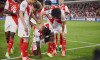 Joy of Forward EMBOLO Breel (AS Monaco) and his teammates after goal. AS Monaco vs Red Star Belgrade - Crvena Zvezda - U