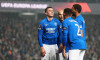 Rangers' Tom Lawrence (left) celebrates scoring their side's first goal of the game with team-mates during the UEFA Europa League match at Ibrox Stadium, Glasgow. Picture date: Thursday October 3, 2024.